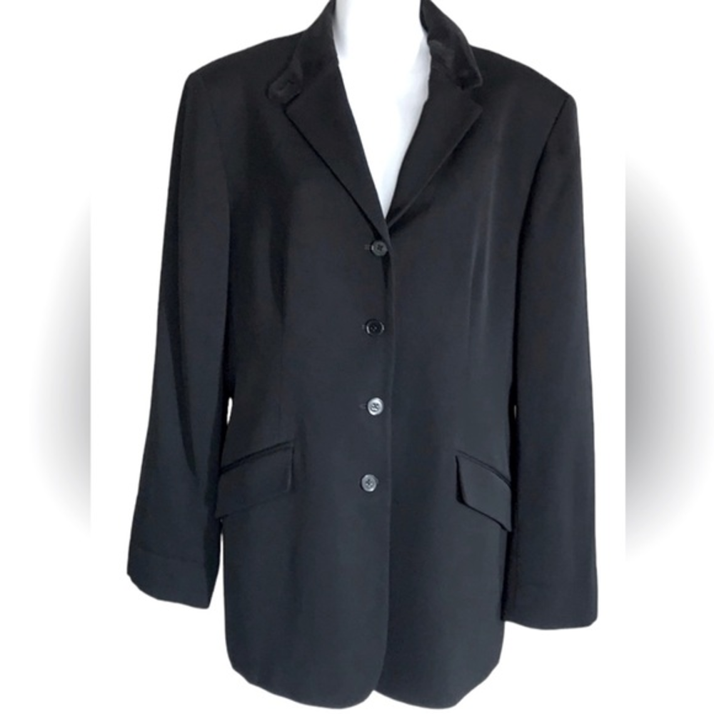 Lauren Ralph Lauren Black Wool Equestrian Jacket with Velvet Collar 14